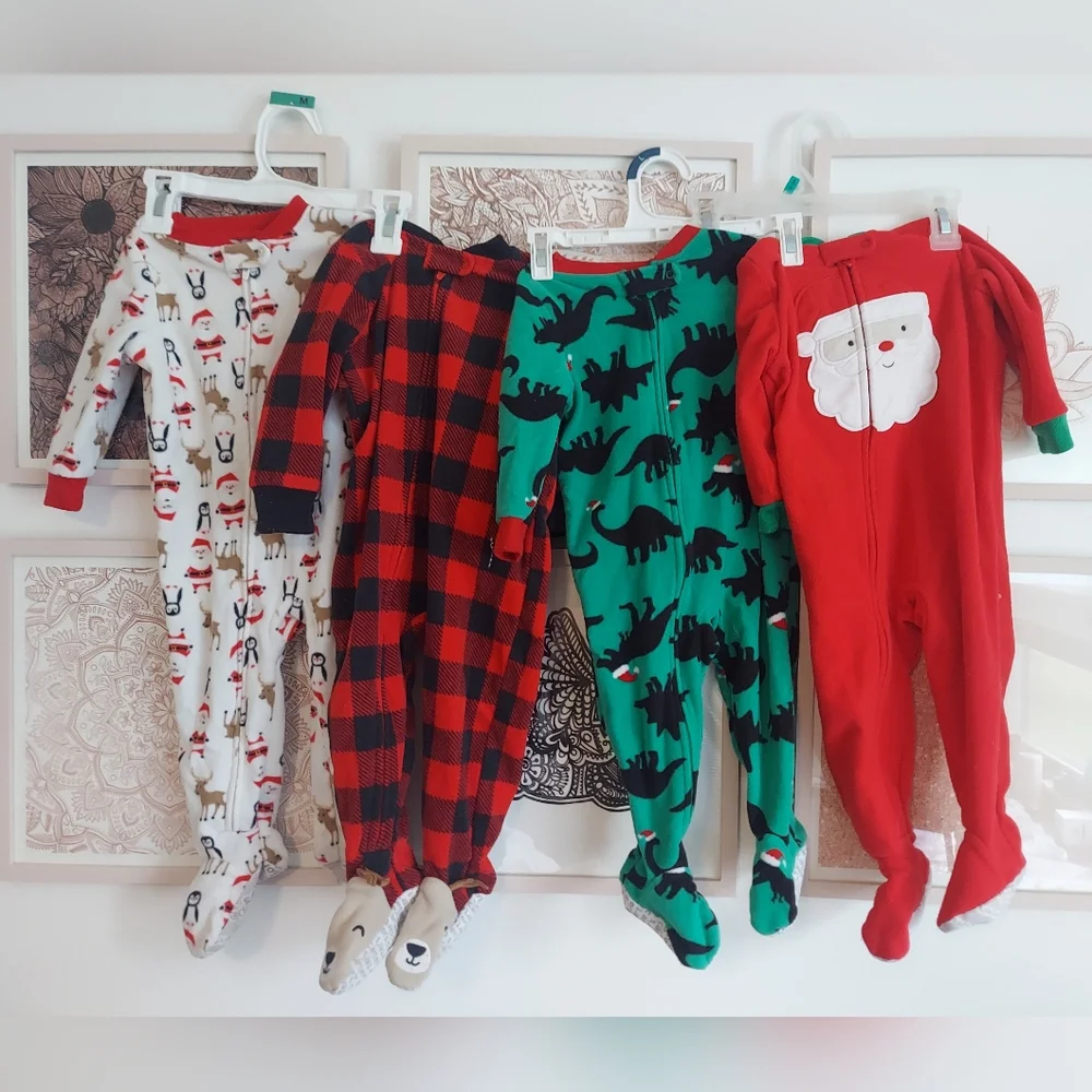 4 Carter's Christmas sleepers,  12 months